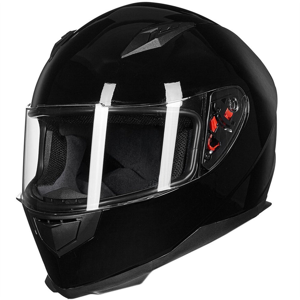 Lightweight Full Face Street Bike Motorcycle Helmet - Gloss Black