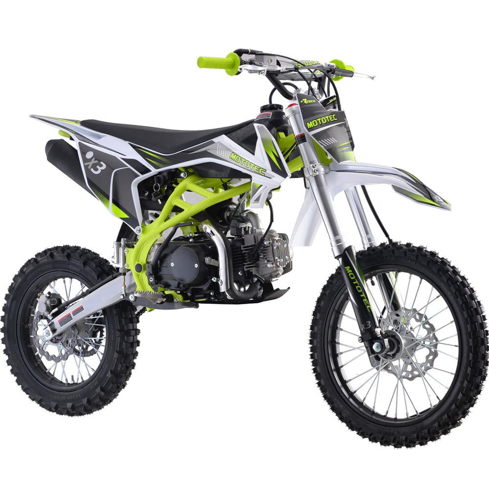 Mototec X3 Motocross 125cc Dirt Bike | 4-Speed Manual Transmission Green