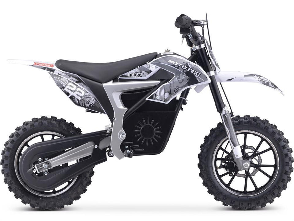 Mototec 500w Electric Dirt Bike | Motocross Lithium-Ion 36 Volts White