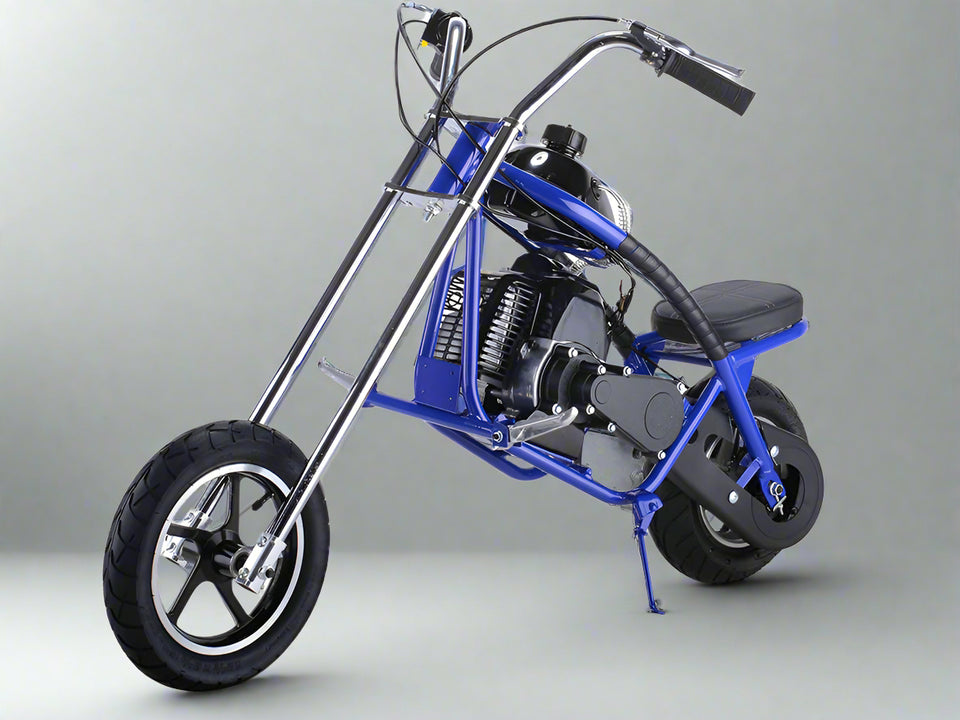 Mototec Villain 50cc Mini Chopper | 2-Stroke Blue