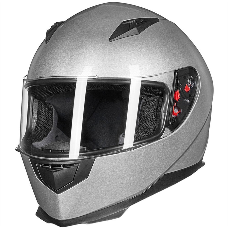 Lightweight Full Face Street Bike Motorcycle Helmet - Silver