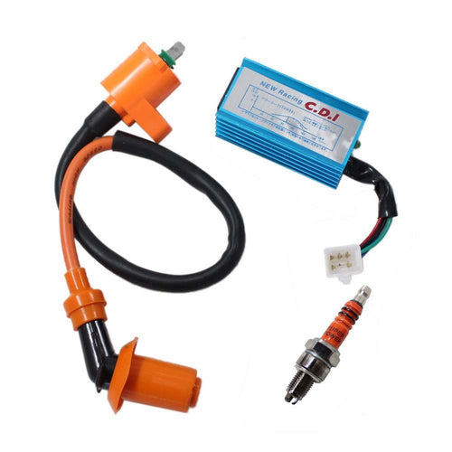 Pack of Racing Ignition Coil + 5-Pin Cdi Box + 3 Electrode Spark Plug