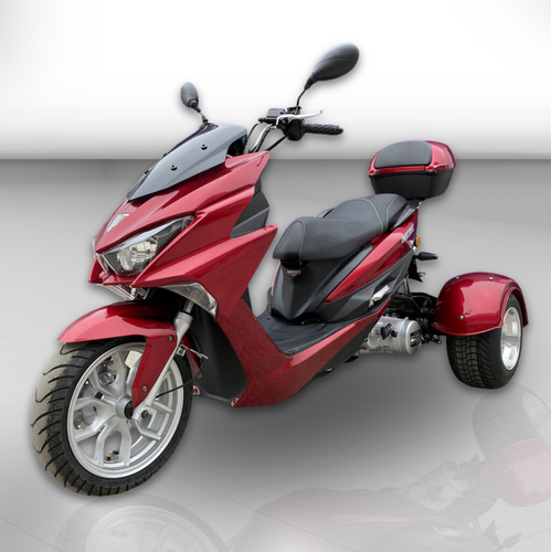 Trifecta 150cc Trike Scooter - Automatic Transmission - Street Legal - PST150-2 Red