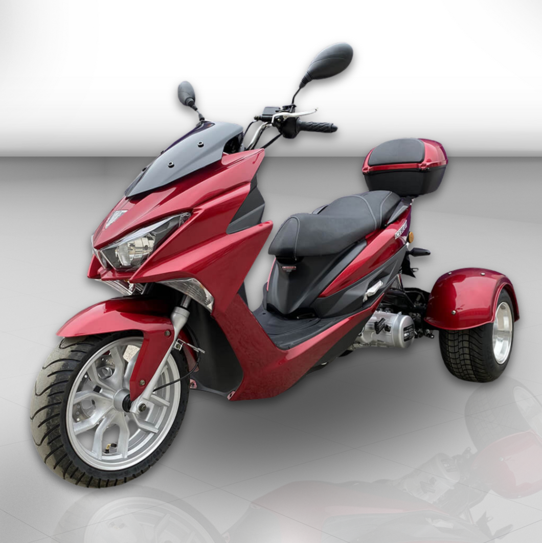 Trifecta 150cc Trike Scooter - Automatic Transmission - Street Legal - PST150-2 Red