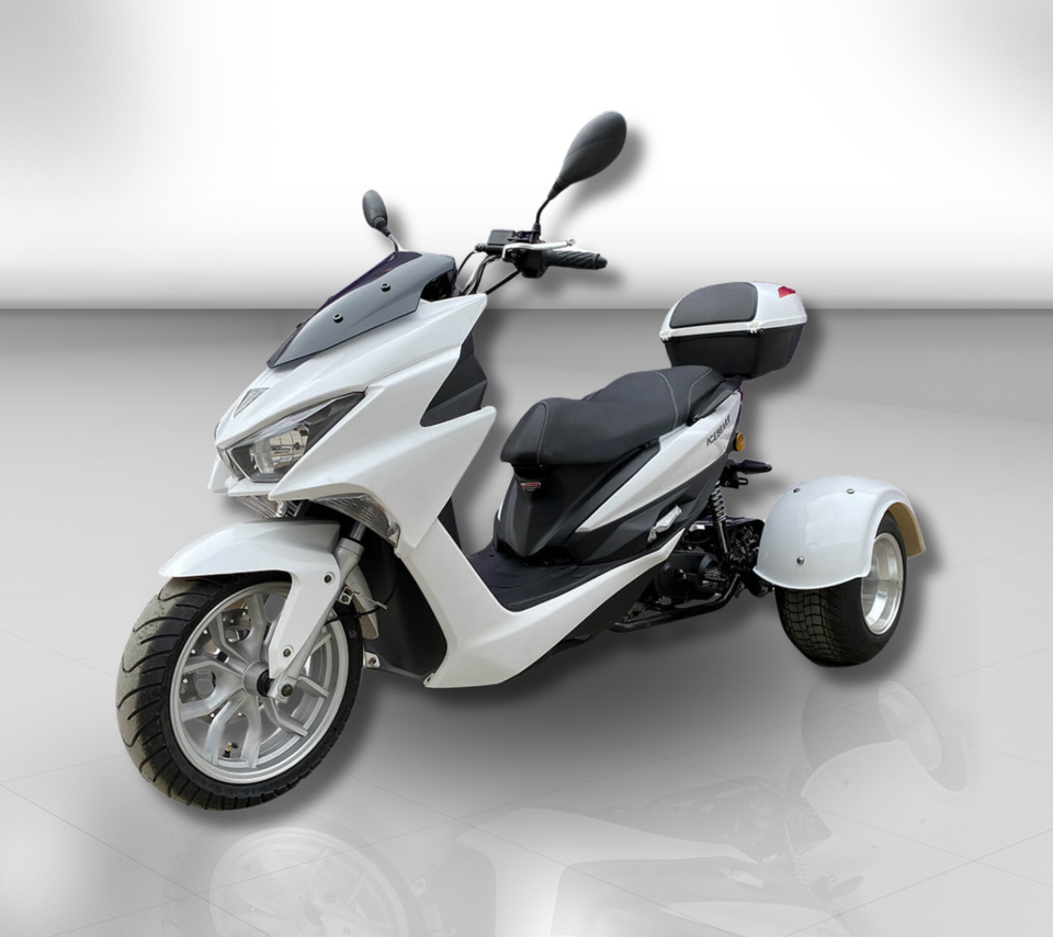Trifecta 50cc Trike Scooter - Automatic Transmission - Street Legal - PST50-2 White