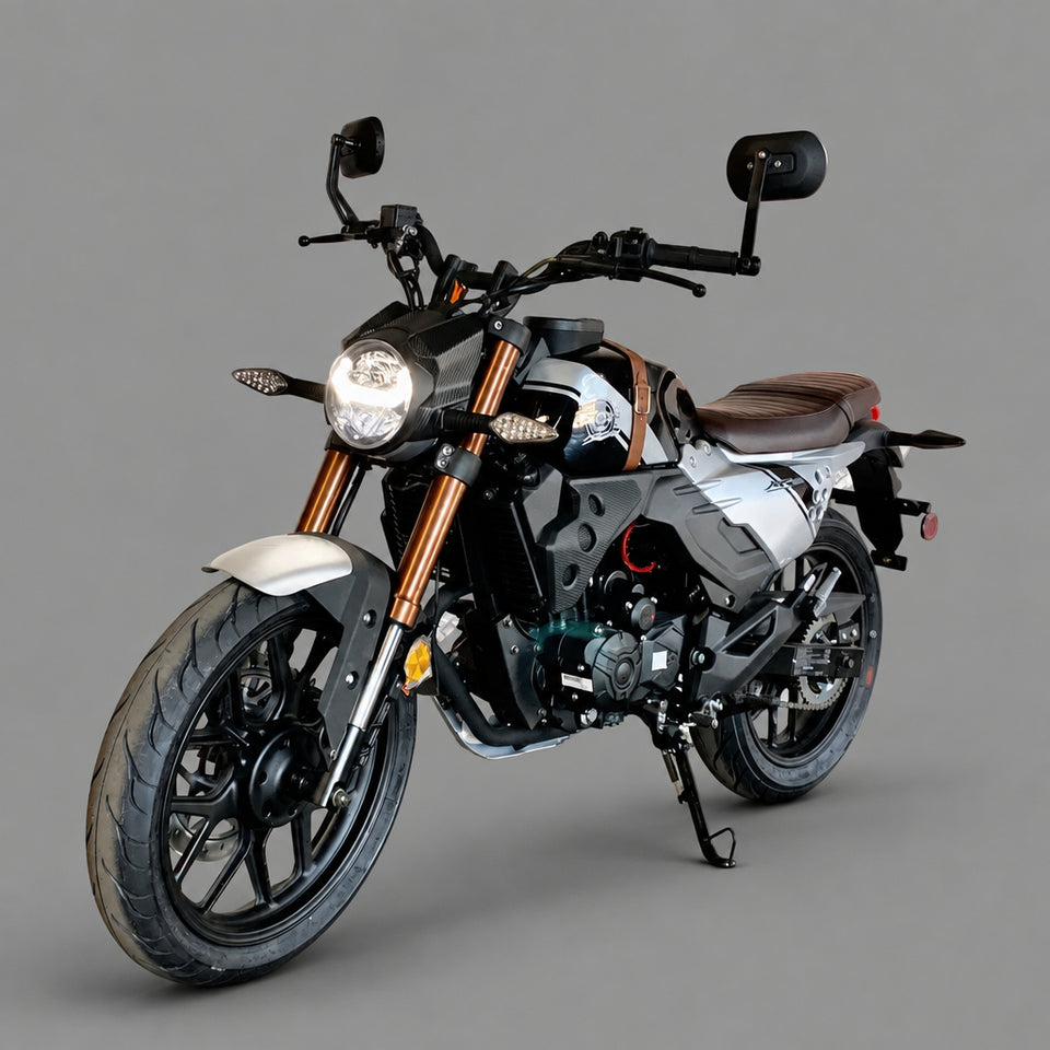 KPM200 Lifan 200cc Retro Motorcycle | EFI Fuel-Injected | KP Master LF200-3B Black 2-Year Warranty (Included)