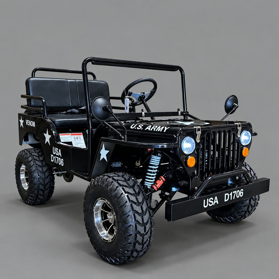 Venom 125cc Mini Jeep | Willys Edition | 3-Speed | Off Road Black