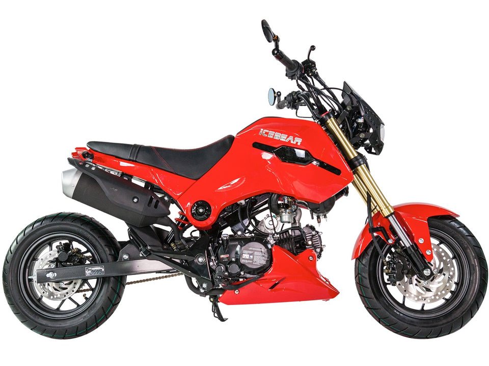 PMZ125-1 icebear fuerza 125cc motorcycle side view Red
