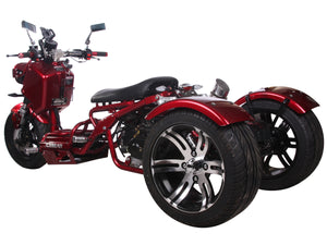 Ruckus trike scooter for sale. PST150-19N red side view