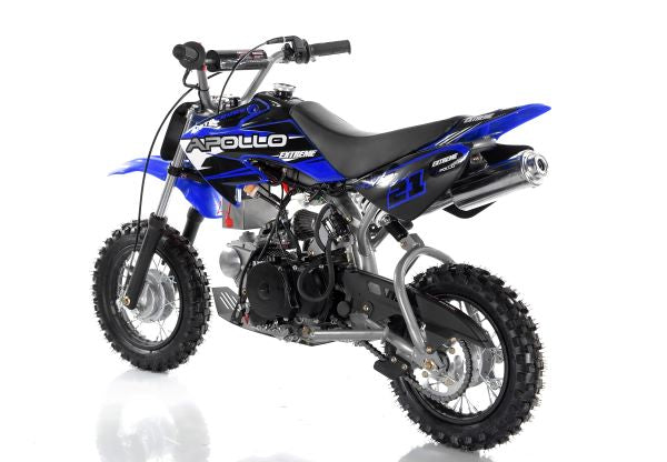 Apollo 70cc Motocross Dirt Bike - Fully Automatic - Blue - Side View