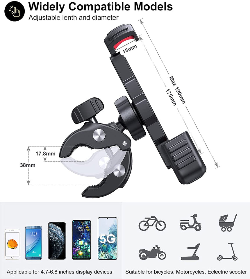 Heavy-Duty Phone Holder | Fits all 50cc-250cc Motorcycles