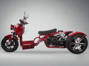 PST50-19N maddog 50cc moped trike. side view red