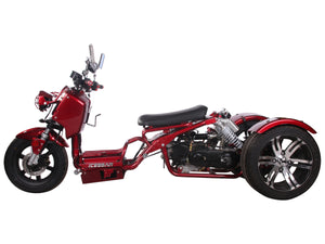 PST50-19N maddog 50cc moped trike. side view red