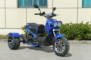 Boom Ruckus 50cc Trike Scooter - BD50QT-3ATW - Blue Side View