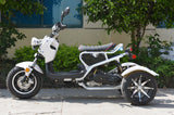 Boom Ruckus 50cc Trike Scooter - BD50QT-3ATW - White - Middle View