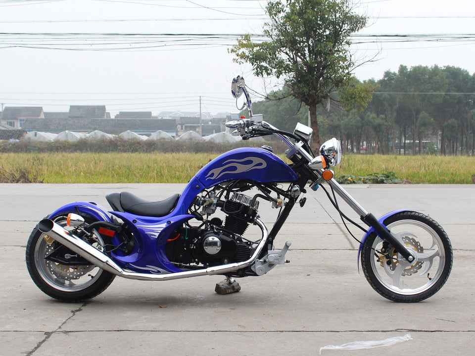 DongFang DF250RTF Mini Chopper Motorcycle Blue Side