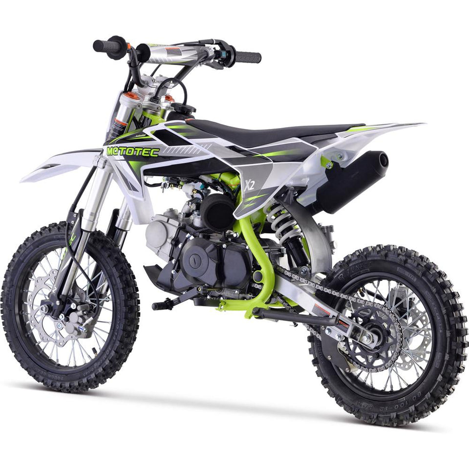 Mototec X2 Motocross 110cc Dirt Bike | 4-Speed Semi-Automatic - Side View