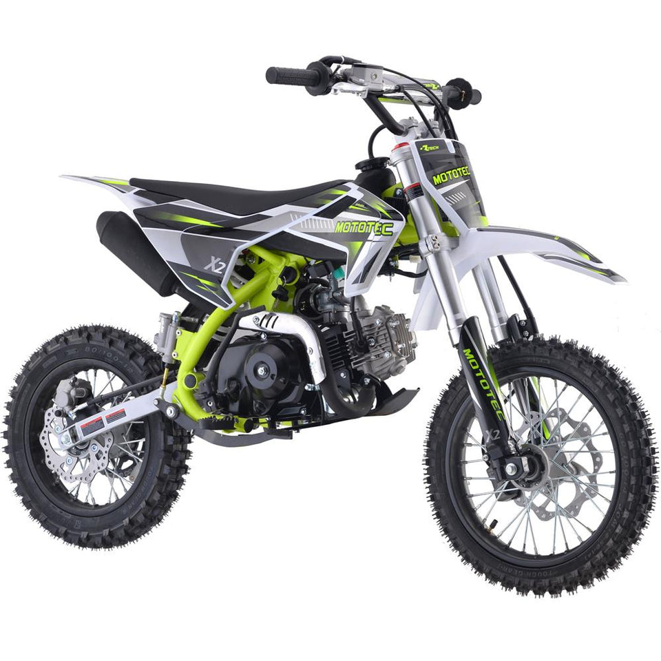 Buy Green Mototec X2 Motocross 110cc Dirt Bike | 4-Speed Semi-Automatic