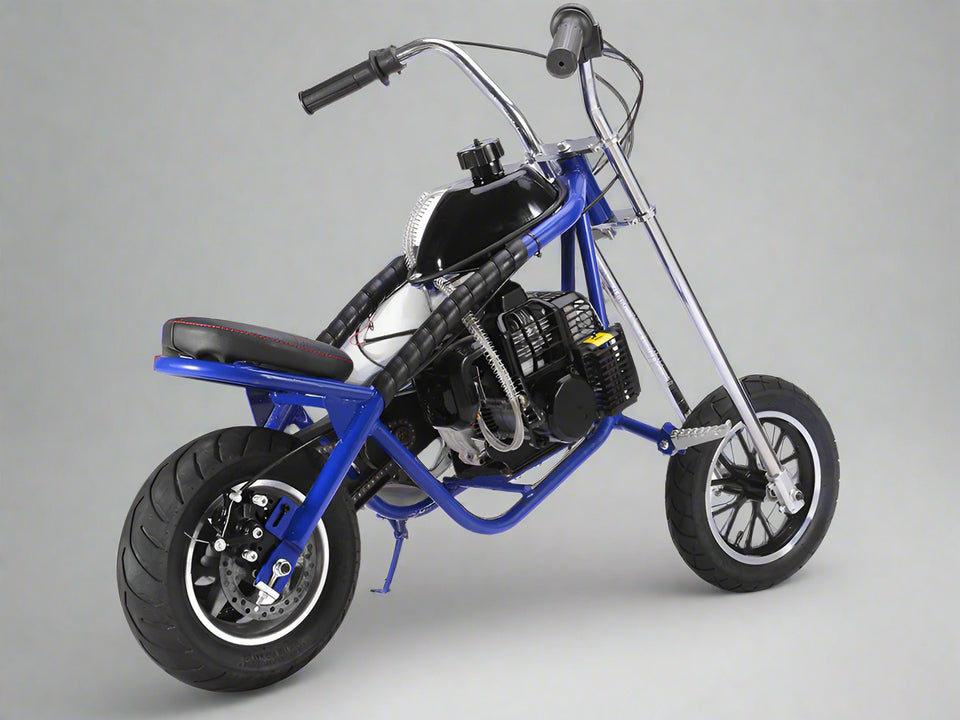 Mototec Villain 50cc Blue Mini Chopper Side View