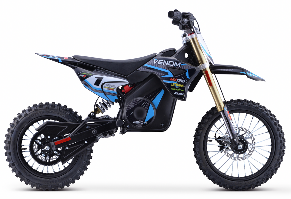 mototec 1600w dirt bike blue. side view 1500w dirt bike.
