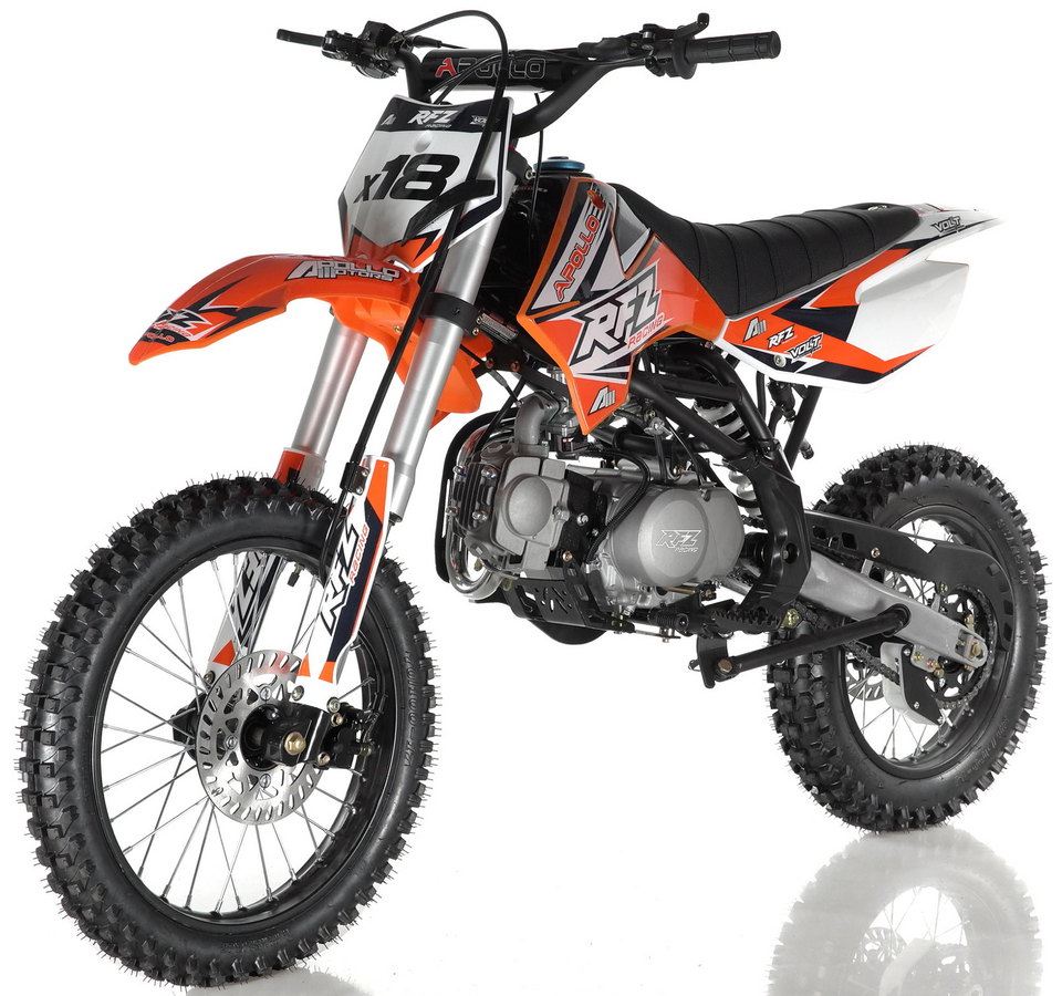 APOLLO RFZ MOTOCROSS 125CC DIRT BIKE - 4-SPEED MANUAL DB-X18  - Orange