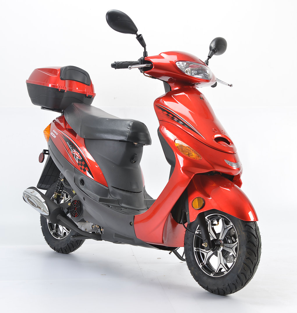 Boom 49cc MVP Moped Scooter Street Legal - BD50QT-9A - Red