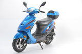 Boom 49cc MVP Moped Scooter Street Legal - BD50QT-9A - Blue Side View