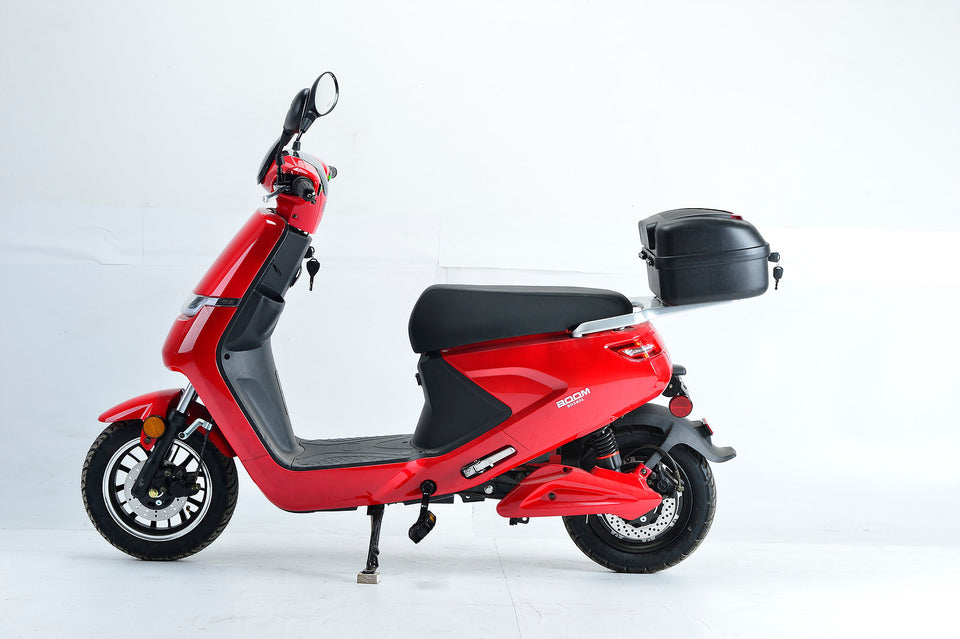 Boom Cirkit LED Electric Moped Scooter 500W 48V - Red Middle View